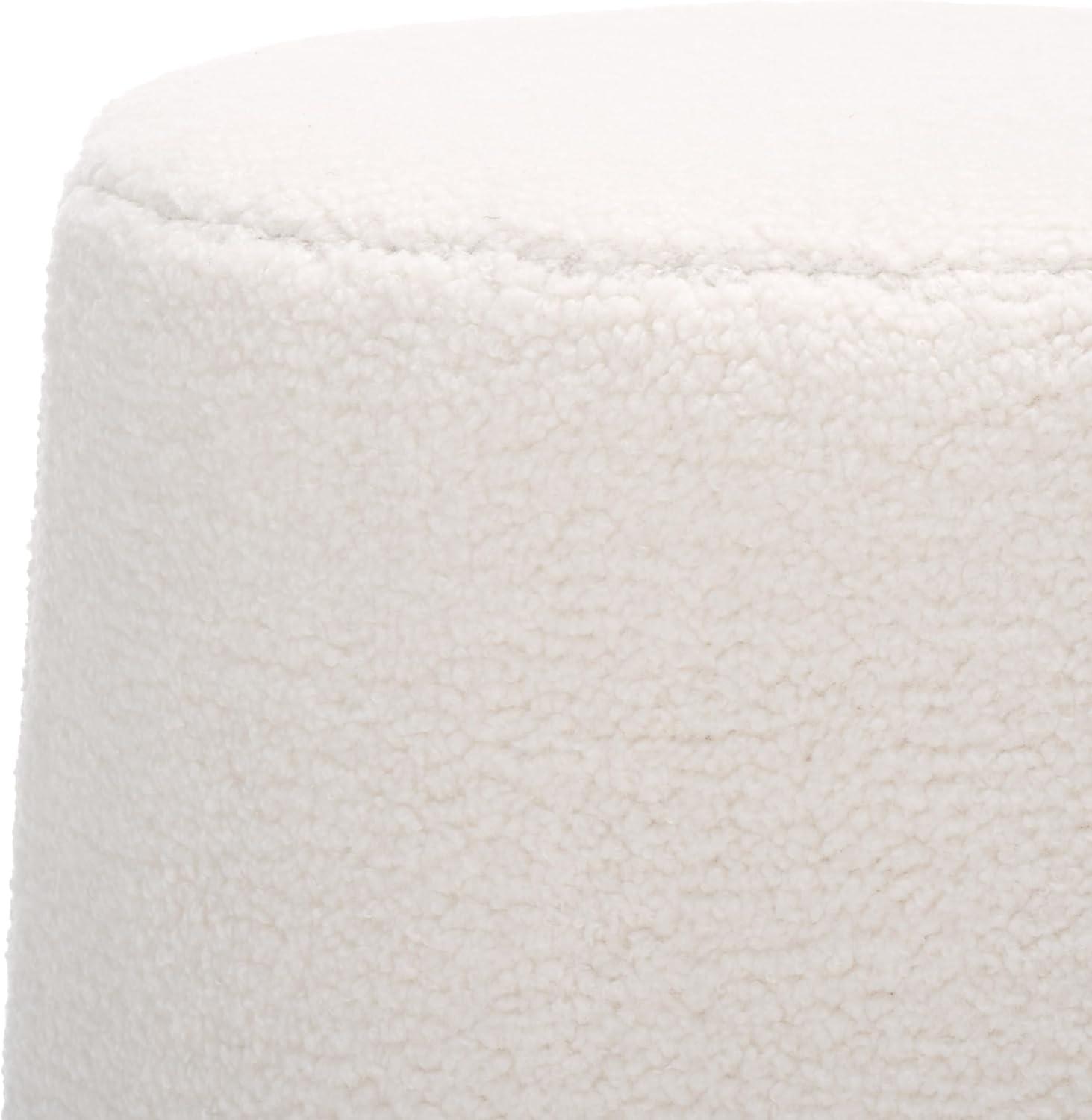 image:imageSAFAVIEH Home Collection Liesel Ivory Sherpa Narrow Flared Ottoman Fully AssembledIvory