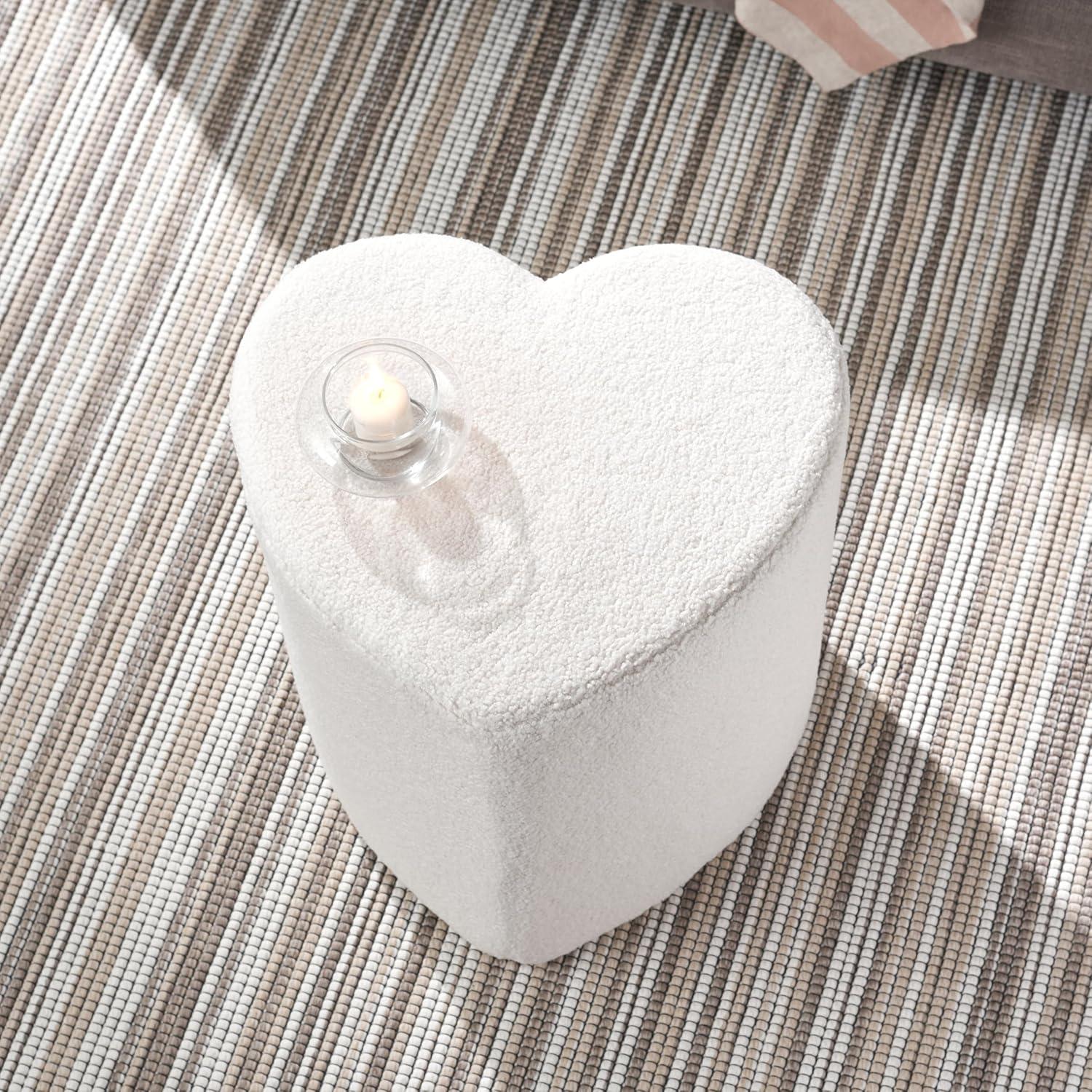 image:imageSAFAVIEH Home Collection Milena Ivory Sherpa HeartShaped Ottoman Fully AssembledIvory
