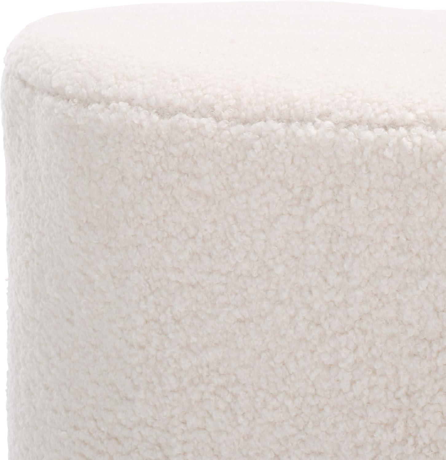 image:imageSAFAVIEH Home Collection Milena Ivory Sherpa HeartShaped Ottoman Fully AssembledIvory