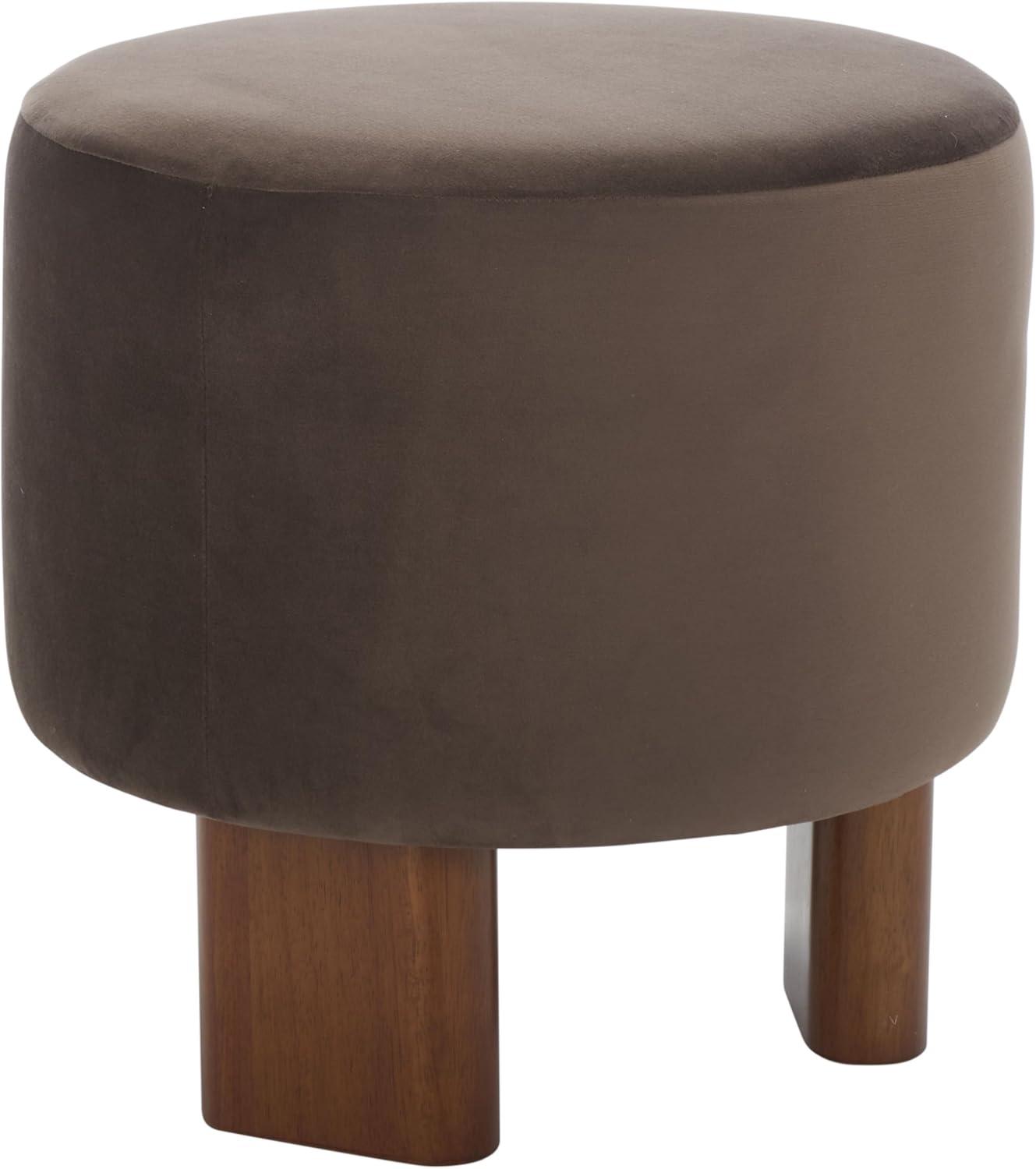 image:imageSAFAVIEH Home Collection Mista Chocolate Brown Velvet Round Ottoman Seat Foot RestChocolateBrown