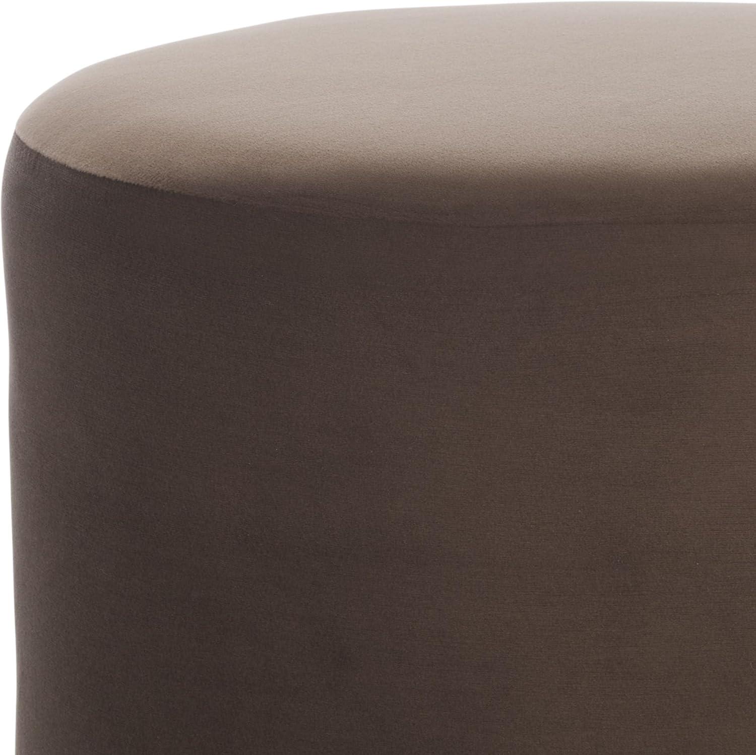 image:imageSAFAVIEH Home Collection Mista Chocolate Brown Velvet Round Ottoman Seat Foot RestChocolateBrown