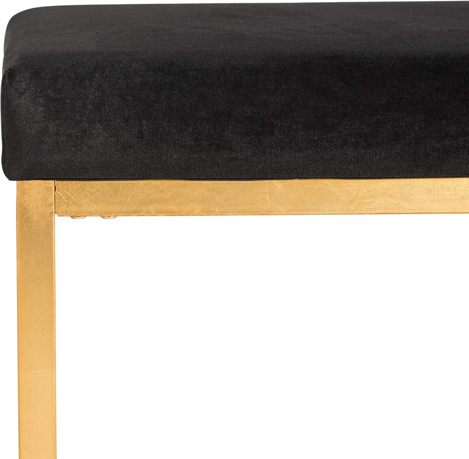 image:imageSafavieh Home Collection Rowan Black Contemporary Glam Velvet Square OttomanBlack