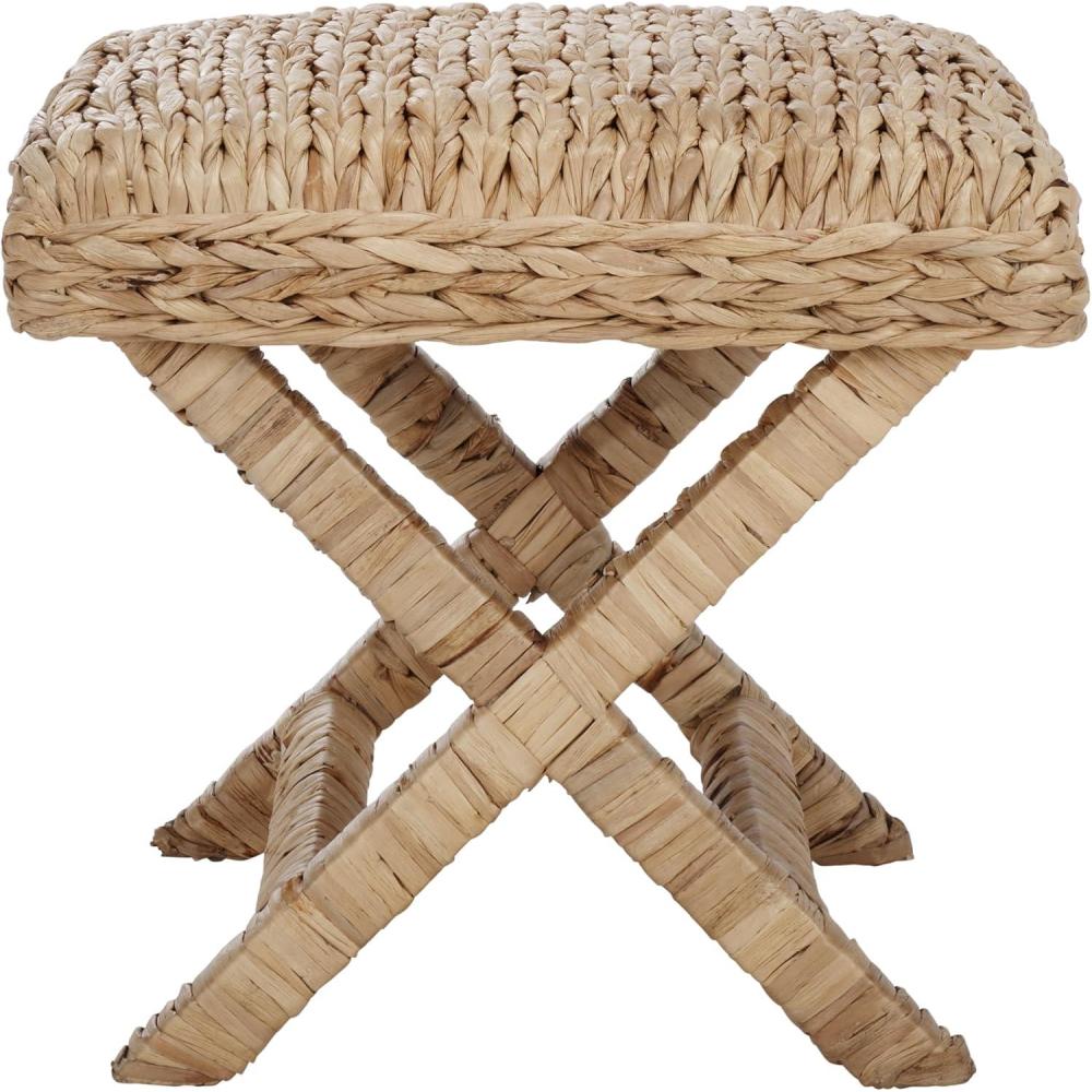 image:imageSAFAVIEH Home Collection Posey Natural Woven Ottoman with XFrame Base Accent Footrest Seat Fully Assembled OTT6502ANatural