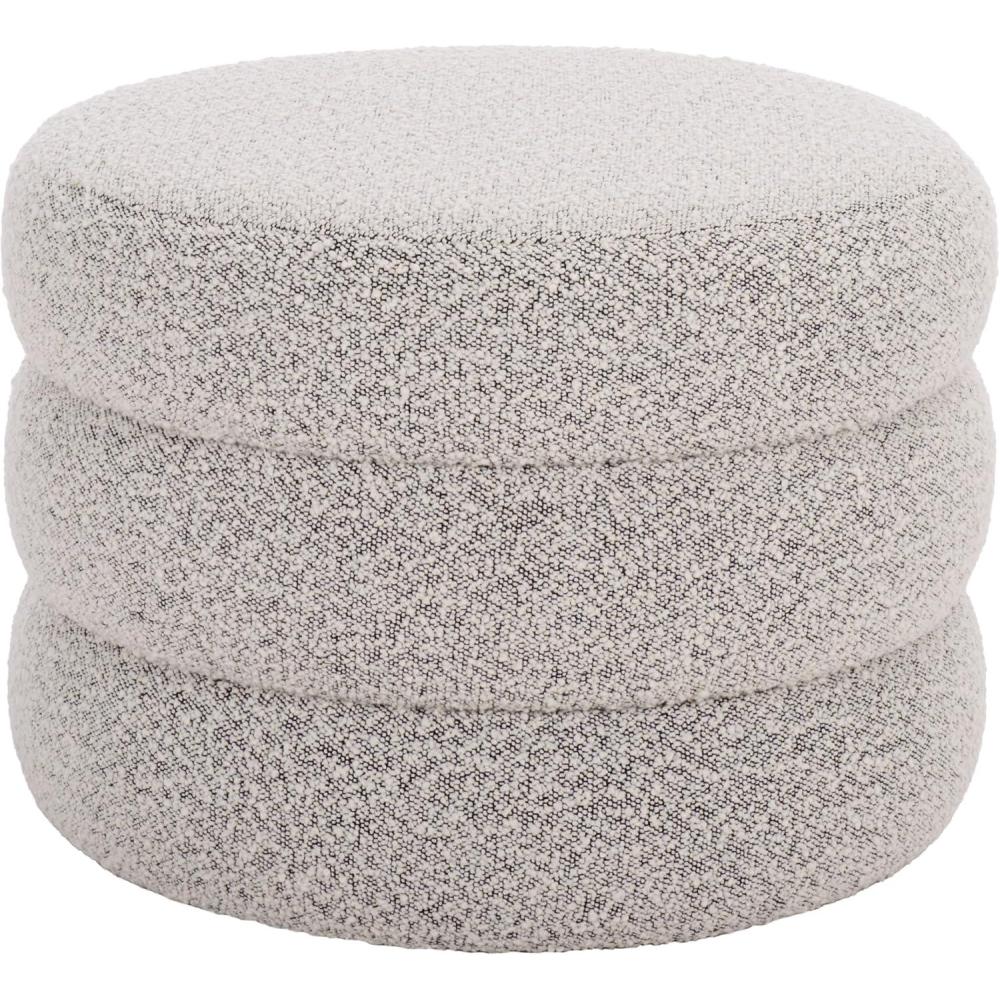 image:imageSAFAVIEH Home Collection Ryth Black Boucle Ottoman Round Upholstered Accent Stool for Living Room or Bedroom Fully Assembled OTT3401FWhiteBlack