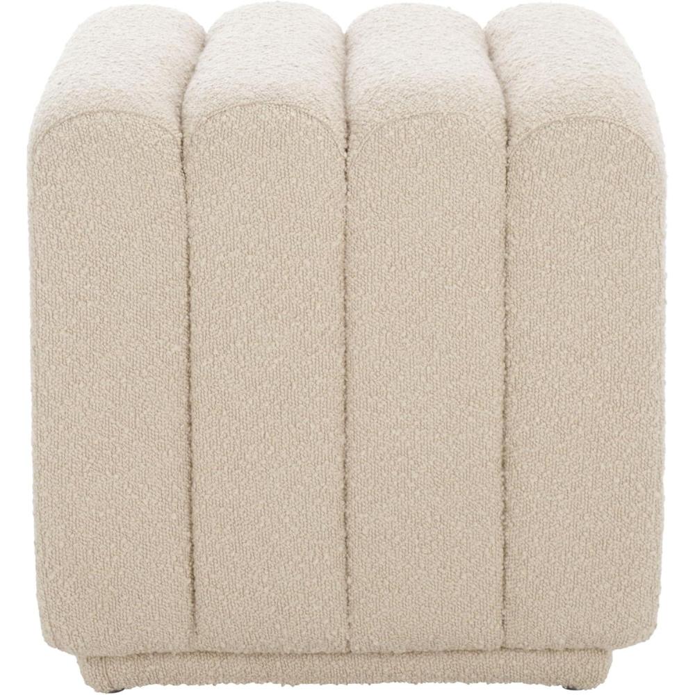 image:imageSAFAVIEH Home Collection Joseph Brown Boucle Channel Tufted Square Ottoman Seat Foot Rest Fully AssembledBeige