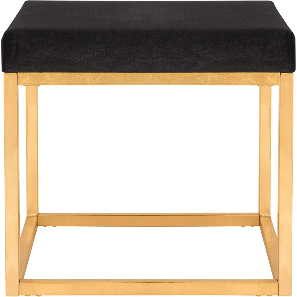 image:imageSafavieh Home Collection Rowan Black Contemporary Glam Velvet Square OttomanBlack