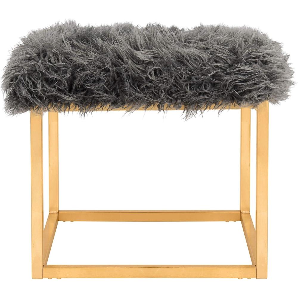 image:imageSafavieh Home Collection Rowan Black Contemporary Glam Velvet Square OttomanGrey