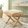 SAFAVIEH Home Collection – Posey Natural Woven Ottoman with X-Frame Base, Accent Footrest Seat, Fully Assembled (OTT6502A)(Natural)