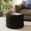 SAFAVIEH Home Collection – Ryth Black Boucle Ottoman, Round Upholstered Accent Stool for Living Room or Bedroom, Fully Assembled (OTT3401F)(Black)