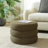 SAFAVIEH Home Collection – Ryth Black Boucle Ottoman, Round Upholstered Accent Stool for Living Room or Bedroom, Fully Assembled (OTT3401F)(Olive)