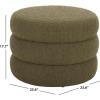 SAFAVIEH Home Collection – Ryth Black Boucle Ottoman, Round Upholstered Accent Stool for Living Room or Bedroom, Fully Assembled (OTT3401F)(Olive)
