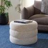 SAFAVIEH Home Collection – Ryth Black Boucle Ottoman, Round Upholstered Accent Stool for Living Room or Bedroom, Fully Assembled (OTT3401F)(White/Black)