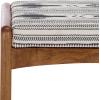 SAFAVIEH Home Collection – Ute Boho Tribal Navy & White Upholstered Cushion Ottoman with Natural Wood Frame, Footrest Accent Seat, Fully Assembled (OTT3700A)(Navy White/Natural)
