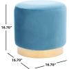 SAFAVIEH Home Collection Abrea Denim Blue Velvet and Black Round Ottoman(Denim Blue / Gold)