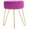 SAFAVIEH Home Collection Abrea Steel Blue Velvet and Gold Round Ottoman(Boysenberry / Gold)