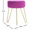SAFAVIEH Home Collection Abrea Steel Blue Velvet and Gold Round Ottoman(Boysenberry / Gold)