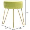 SAFAVIEH Home Collection Abrea Steel Blue Velvet and Gold Round Ottoman(Pear / Gold)