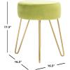 SAFAVIEH Home Collection Abrea Steel Blue Velvet and Gold Round Ottoman(Pear / Gold)