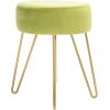 SAFAVIEH Home Collection Abrea Steel Blue Velvet and Gold Round Ottoman(Pear / Gold)