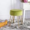 SAFAVIEH Home Collection Abrea Steel Blue Velvet and Gold Round Ottoman(Pear / Gold)