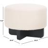SAFAVIEH Home Collection Alistair Off-White Boucle/Black Solid Wood Round Ottoman (Fully Assembled)(Off White/Black)