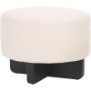 SAFAVIEH Home Collection Alistair Off-White Boucle/Black Solid Wood Round Ottoman (Fully Assembled)(Off White/Black)