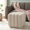 SAFAVIEH Home Collection Joseph Brown Boucle Channel Tufted Square Ottoman Seat Foot Rest (Fully Assembled)(Beige)
