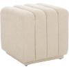 SAFAVIEH Home Collection Joseph Brown Boucle Channel Tufted Square Ottoman Seat Foot Rest (Fully Assembled)(Beige)