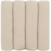 SAFAVIEH Home Collection Joseph Brown Boucle Channel Tufted Square Ottoman Seat Foot Rest (Fully Assembled)(Beige)