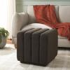 SAFAVIEH Home Collection Joseph Brown Boucle Channel Tufted Square Ottoman Seat Foot Rest (Fully Assembled)(Brown)