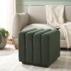 SAFAVIEH Home Collection Joseph Brown Boucle Channel Tufted Square Ottoman Seat Foot Rest (Fully Assembled)(Pine Green)