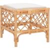 SAFAVIEH Home Collection Larroux Honey/White Rattan Solid Wood Ottoman with Cushion (Fully Assembled)