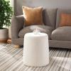 SAFAVIEH Home Collection Liesel Ivory Sherpa Narrow Flared Ottoman (Fully Assembled)(Ivory)