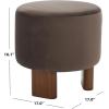 SAFAVIEH Home Collection Mista Chocolate Brown Velvet Round Ottoman Seat Foot Rest(Chocolate/Brown)