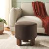 SAFAVIEH Home Collection Mista Chocolate Brown Velvet Round Ottoman Seat Foot Rest(Chocolate/Brown)