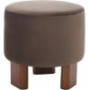 SAFAVIEH Home Collection Mista Chocolate Brown Velvet Round Ottoman Seat Foot Rest(Chocolate/Brown)