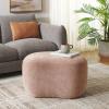 SAFAVIEH Home Collection Regut Peach Linen Ottoman (Fully Assembled)(Peach)