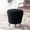 Safavieh Home Collection Oriana Retro Black Sheepskin Ottoman(Black)