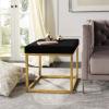 Safavieh Home Collection Rowan Black Contemporary Glam Velvet Square Ottoman,(Black)