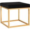 Safavieh Home Collection Rowan Black Contemporary Glam Velvet Square Ottoman,(Black)