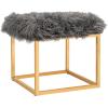 Safavieh Home Collection Rowan Black Contemporary Glam Velvet Square Ottoman,(Grey)