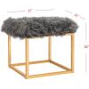 Safavieh Home Collection Rowan Black Contemporary Glam Velvet Square Ottoman,(Grey)