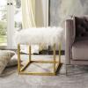 Safavieh Home Collection Rowan Black Contemporary Glam Velvet Square Ottoman,(White)