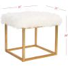 Safavieh Home Collection Rowan Black Contemporary Glam Velvet Square Ottoman,(White)
