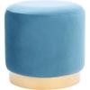 SAFAVIEH Home Collection Abrea Denim Blue Velvet and Black Round Ottoman(Denim Blue / Gold)