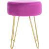 SAFAVIEH Home Collection Abrea Steel Blue Velvet and Gold Round Ottoman(Boysenberry / Gold)