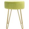 SAFAVIEH Home Collection Abrea Steel Blue Velvet and Gold Round Ottoman(Pear / Gold)