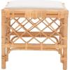 SAFAVIEH Home Collection Larroux Honey/White Rattan Solid Wood Ottoman with Cushion (Fully Assembled)