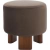 SAFAVIEH Home Collection Mista Chocolate Brown Velvet Round Ottoman Seat Foot Rest(Chocolate/Brown)