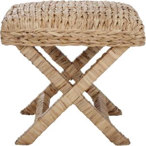 SAFAVIEH Home Collection – Posey Natural Woven Ottoman with X-Frame Base, Accent Footrest Seat, Fully Assembled (OTT6502A)(Natural)